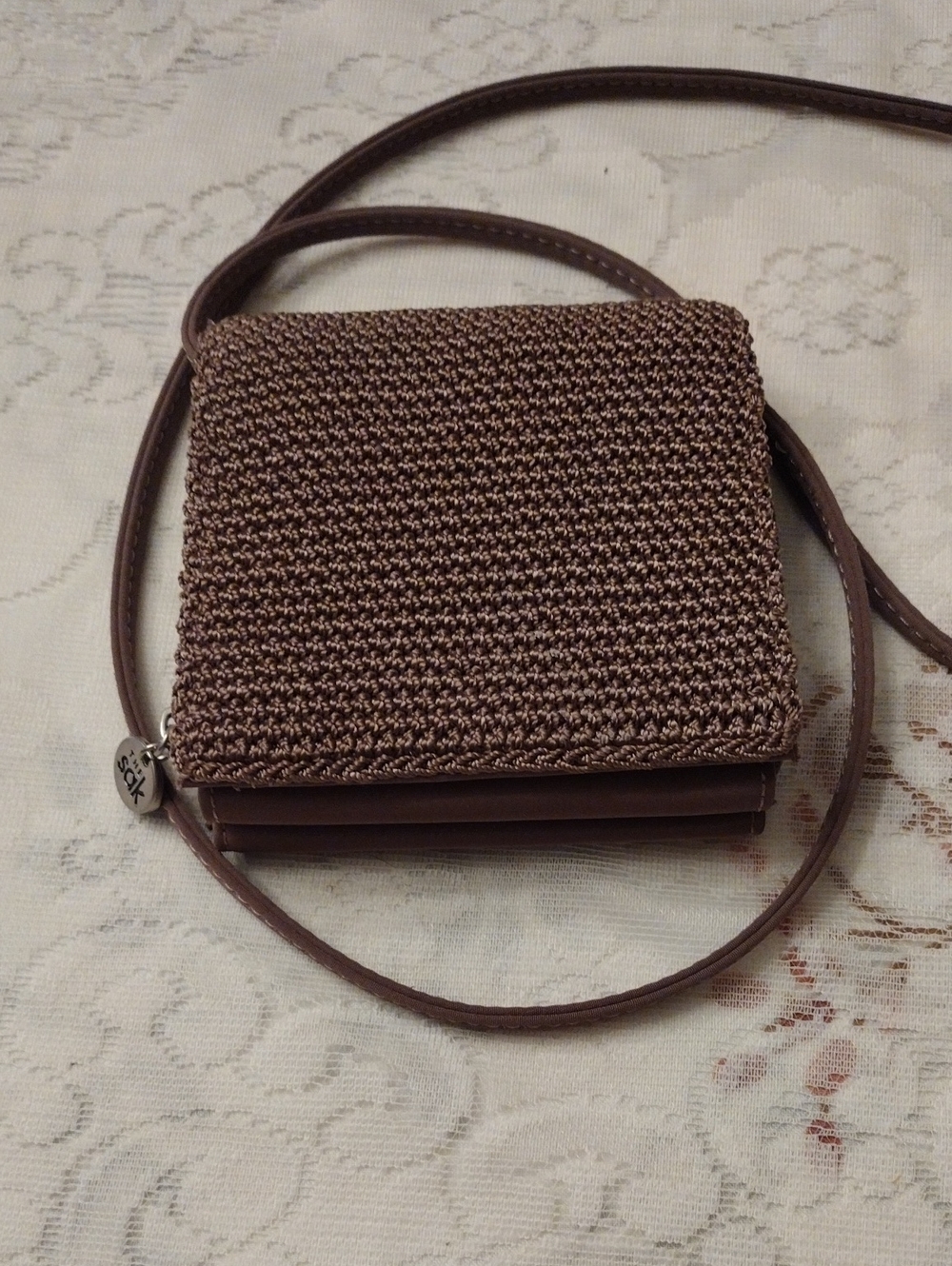 The Sak Brown Woven Crossbody Wallet